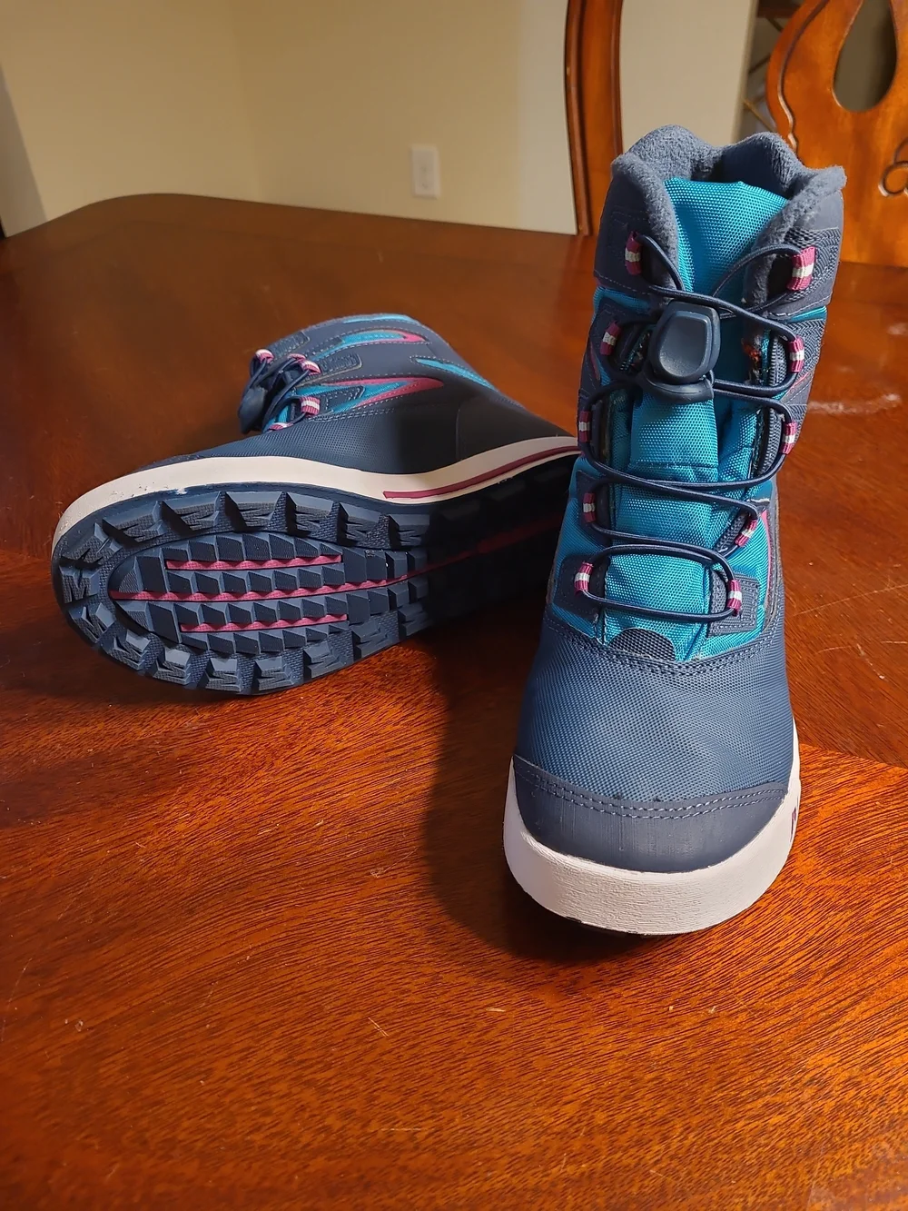 Merrell Kids Snow Bank 3.0 Navy, Teal & Pink Waterproof Winter Boots, Bungee